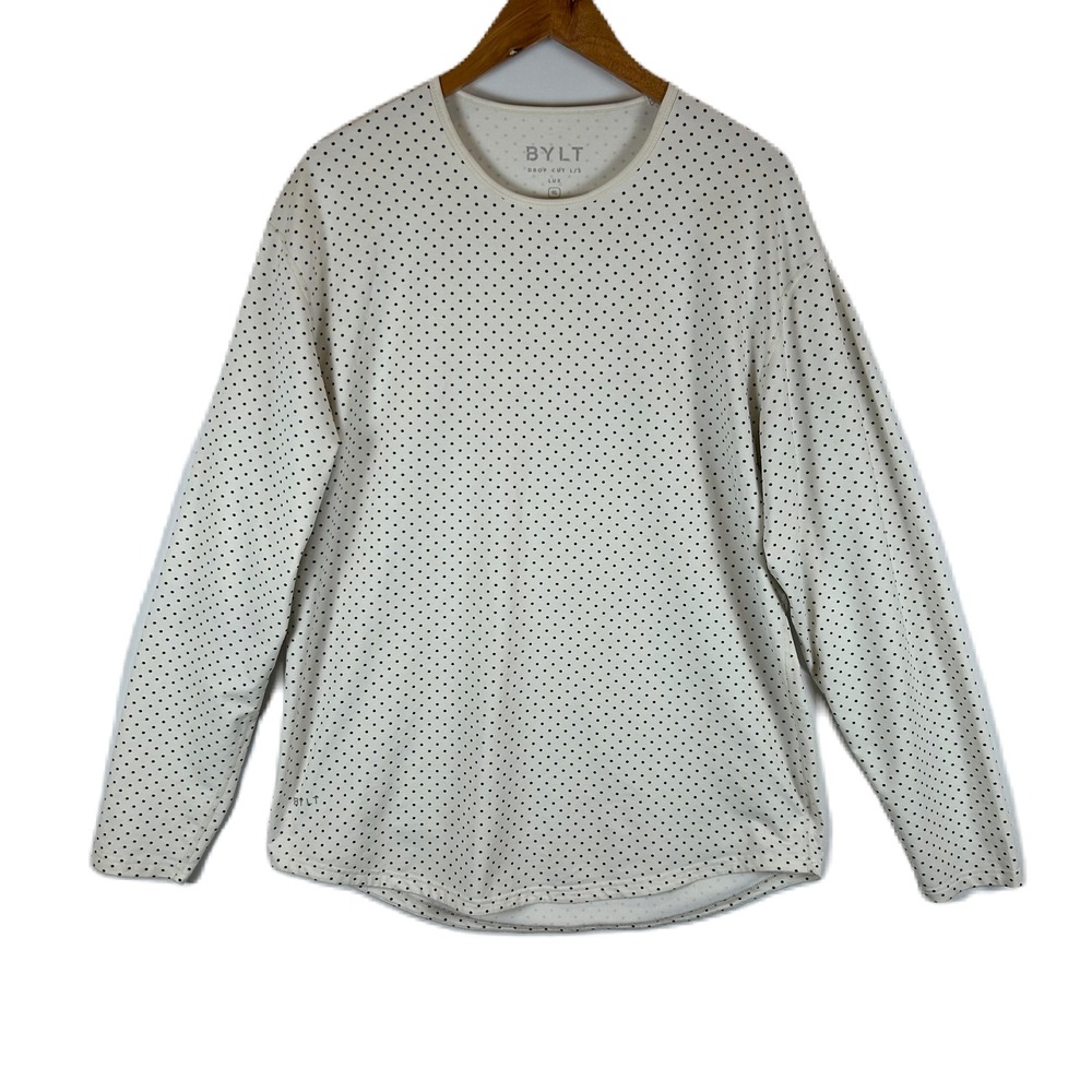 BYLT‎ Basics Drop Cut LUX Long Sleeve Crew Neck Polka Dot Mens XL Shirt